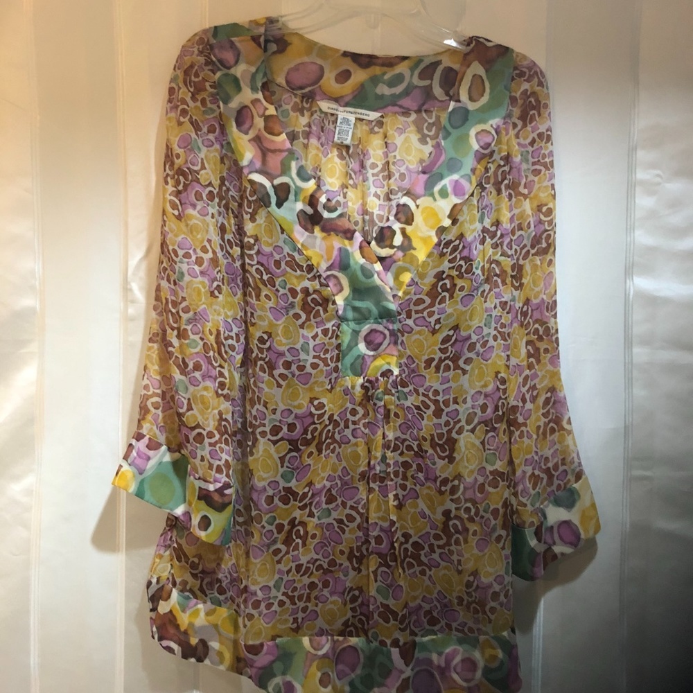 Diane Von Furstenberg DVF Top Tunic Blouse Claude